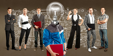 Image showing Business Team With Lamp Head