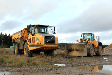 Image showing Volvo Articulated Hauler and Wheel Loader