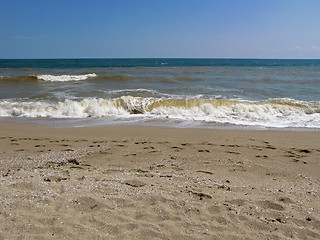 Image showing Splashing waves on the beach - Bulgarian seaside landscapes - Sinemorets