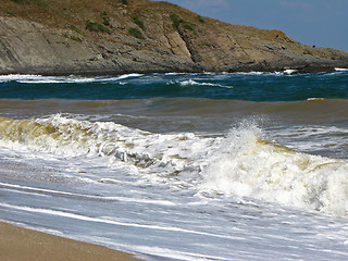 Image showing Splashing waves on the beach - Bulgarian seaside landscapes - Sinemorets