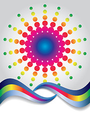 Image showing Abstract rainbow with waves and dots 