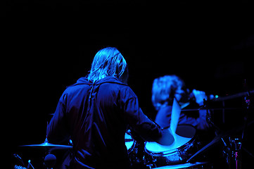 Image showing Drummer and blue light