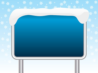 Image showing Snowy blue sign 