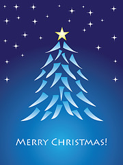 Image showing Blue christmas card with tree 