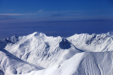 Image showing View on off-piste snowy slope at nice day