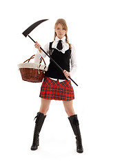Image showing angry schoolgirl with black scythe