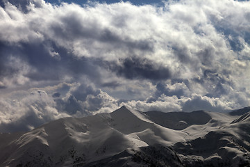 Image showing Evening mountains and cloudy sky