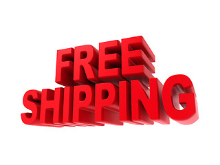 Image showing Free Shipping - Red Text Isolated on White.