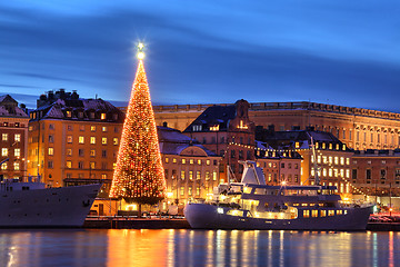 Image showing 	Stockholms old city with christmas tree