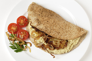 Image showing Hummus sandwich from above