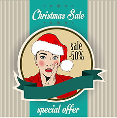 Image showing Christmas sale design with sexy Santa girl