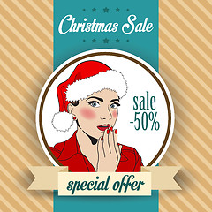 Image showing Christmas sale design with sexy Santa girl