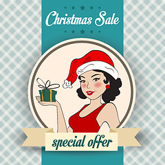 Image showing Christmas sale design with sexy Santa girl