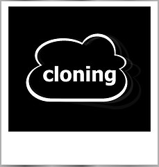 Image showing instant photo frame with cloud and cloning word