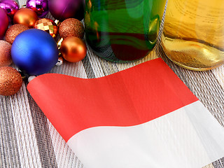 Image showing Monaco flag with christmas decoration, new year card