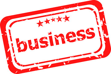 Image showing business on red rubber stamp over a white background