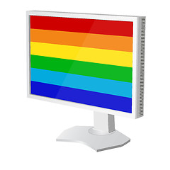 Image showing lcd tv  monitor with pride flag on the screen. Vector illustrati