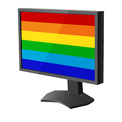 Image showing lcd tv  monitor with pride flag on the screen. Vector illustrati