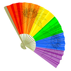 Image showing traditional, a rainbow Folding Fans. Vector illustration.