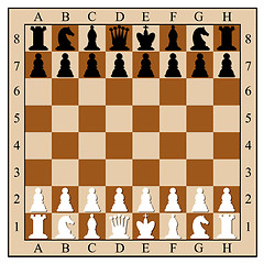 Image showing Chess board with chess pieces. Vector illustration.