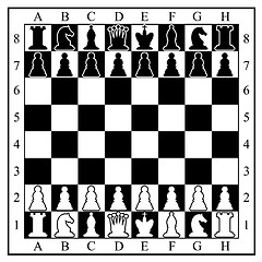 Image showing Chess board with chess pieces. Vector illustration.