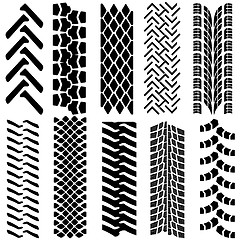 Image showing Set of detailed tire prints, vector illustration