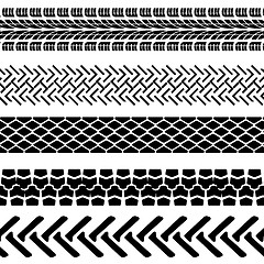 Image showing Set of detailed tire prints, vector illustration