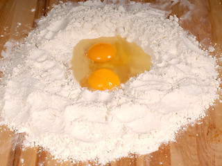 Image showing Using the well method to make homemade pasta