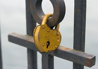 Image showing Ritual of affixing padlocks, as symbol of love