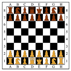 Image showing Chess board with chess pieces. Vector illustration.