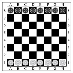 Image showing classic checkers,  board and checkers. vector illustration