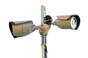 Image showing Two security cameras on a white background