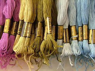 Image showing bundles of thread hanging in the shop