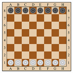Image showing classic checkers,  board and checkers. vector illustration
