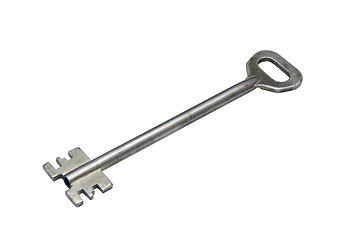 Image showing old silver key on white background