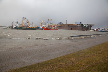 Image showing Extreme high tide in the Netherlands