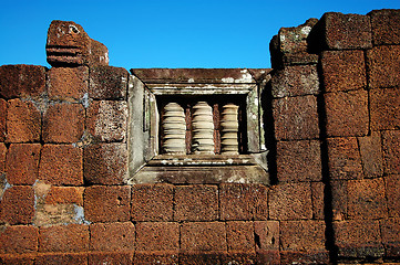 Image showing Window of an ancient stone wall in Siem Reap