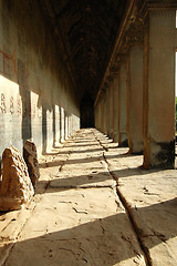 Image showing Corridor in Angkor Wat, Siem Reap, Cambodia