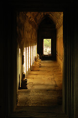 Image showing Corridor in Angkor Wat, Cambodia