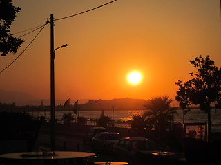 Image showing Sunset by the sea