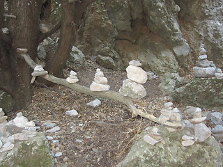 Image showing Stone towers along the path