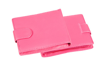 Image showing Pink purses on a white background. Collage