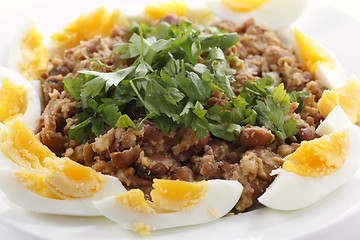 Image showing Egyptian foul with boiled eggs