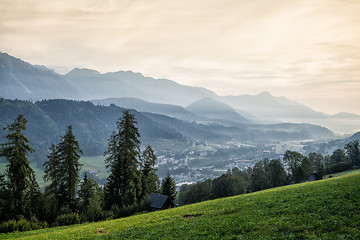 Image showing View from mountain to the valley 