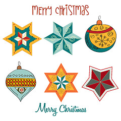 Image showing Collection of vintage Christmas decorative elements