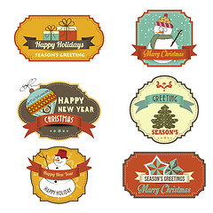 Image showing Collection of vintage retro Christmas labels