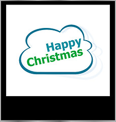 Image showing happy christmas word on cloud, isolated photo frame