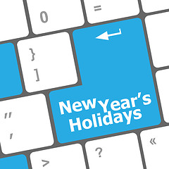 Image showing Computer keyboard key with new year holidays words