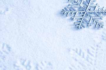 Image showing Snowflake on the snow.