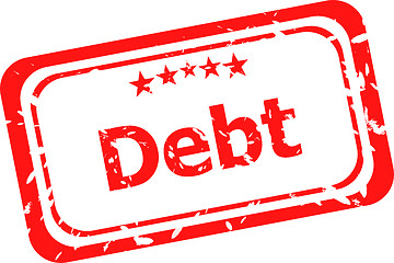 Image showing debt red rubber stamp over a white background